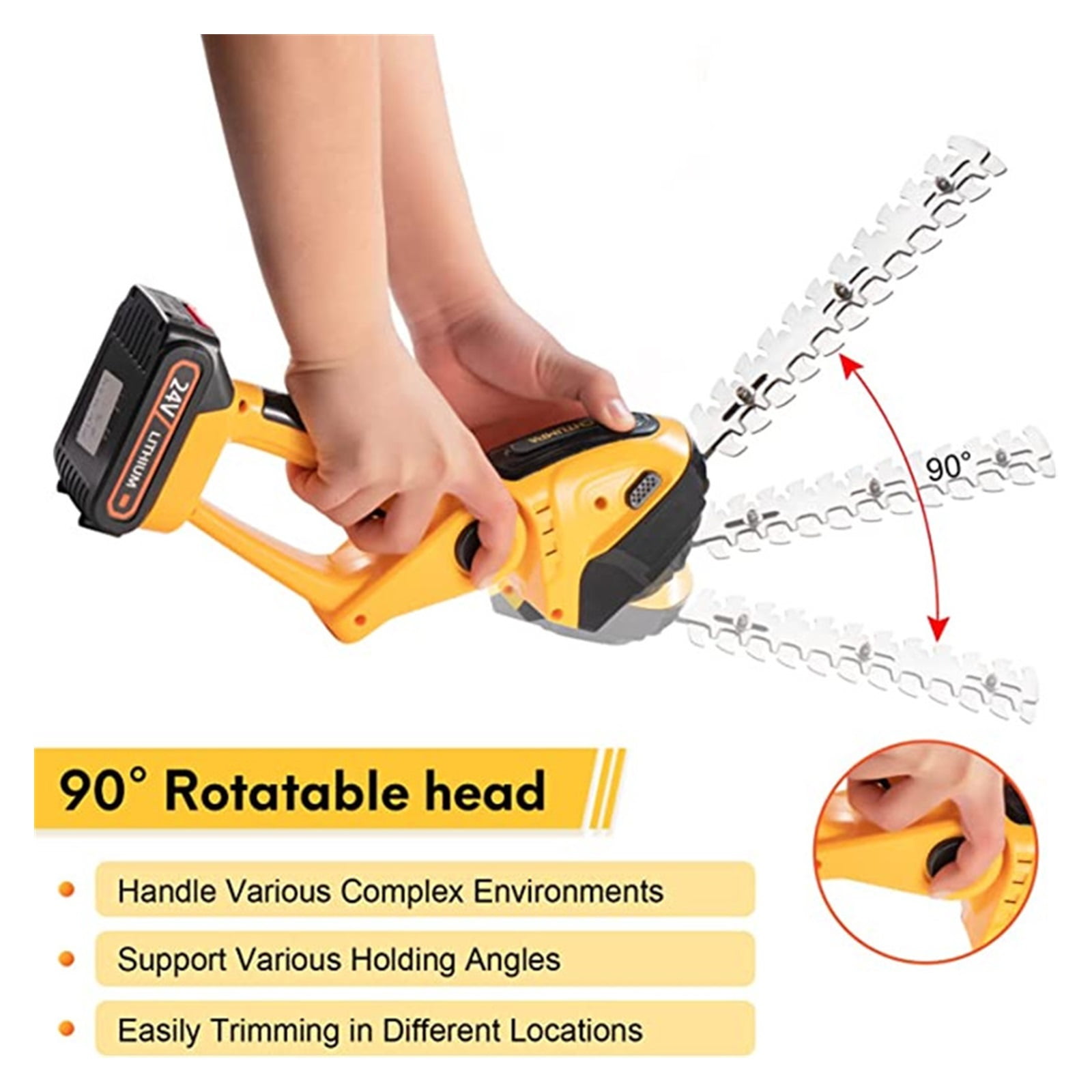 24V Cordless Electric Hedge Trimmer 2 in 1 Mini Handheld Hedge Trimmer Rechargeable Household Shrub Weeding Pruning Mower Tools ,2 IN 1 Trimmer & Edger