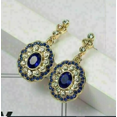 thumbnail image 3 of Oval Cut Sapphire & Lab Created Diamond Wedding 14K Yellow Gold Filled Earrings, 3 of 4