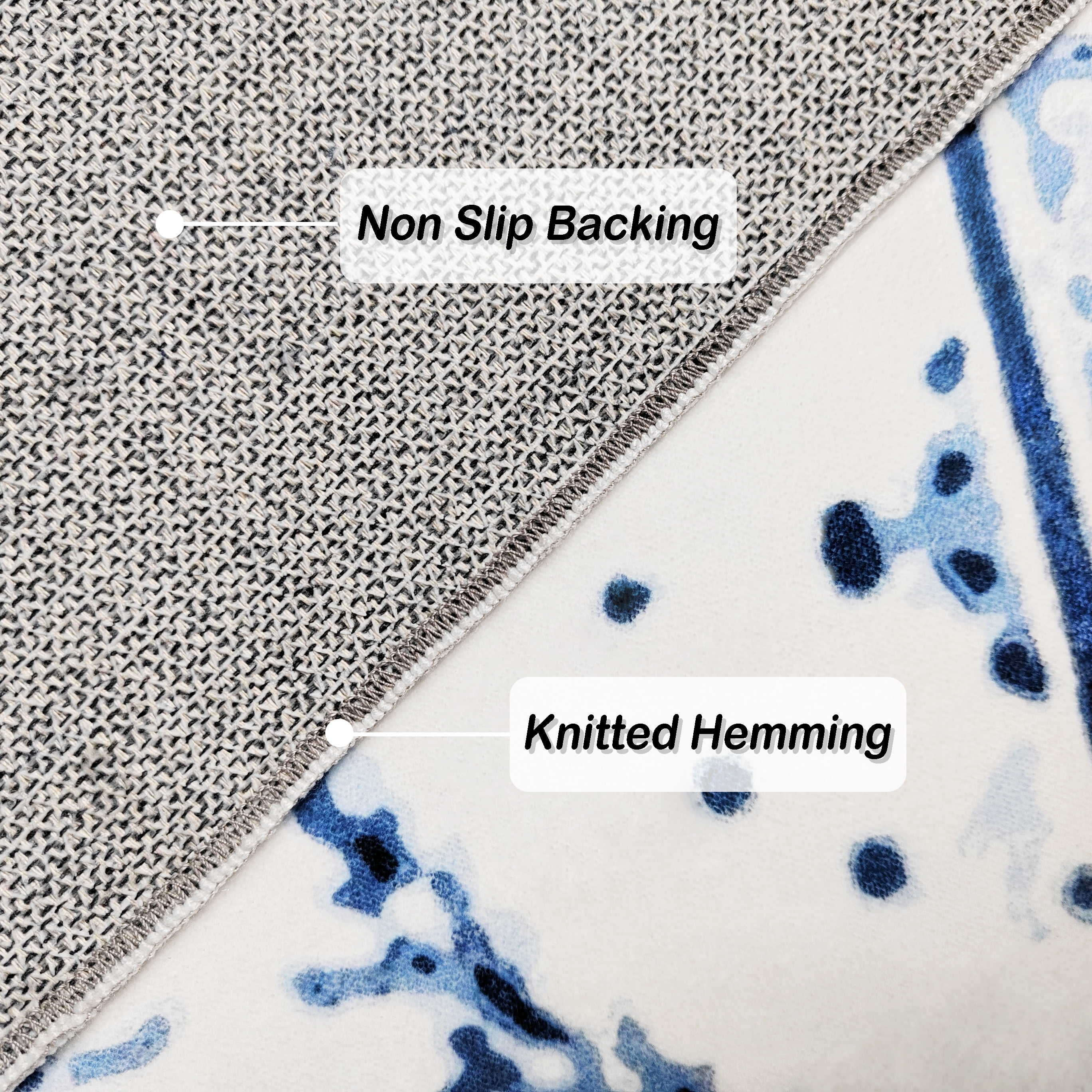 Artnice Vintage Floral Washable Rugs, Area Rugs for Living Room 8x10, Soft Faux Wool Room Rug Non Slip Indoor Carpet Mats for Home Decor, Blue and White