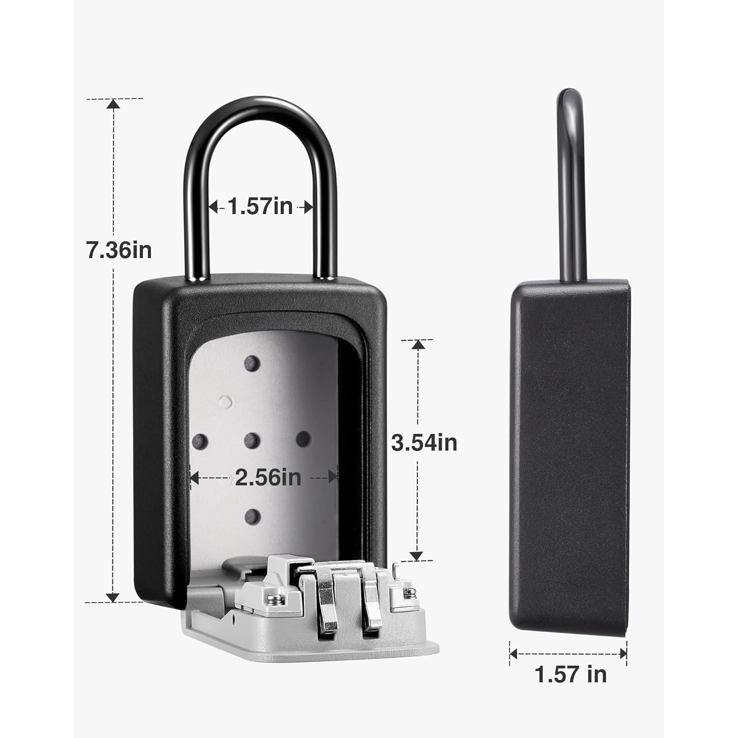Large Key Lock Box Resettable Combination Code Lockbox, Portable Wall Mount Lockbox Security Safe Box for Outside Outdoor Home Office Door Handle House Key, Gray (4 Pack)