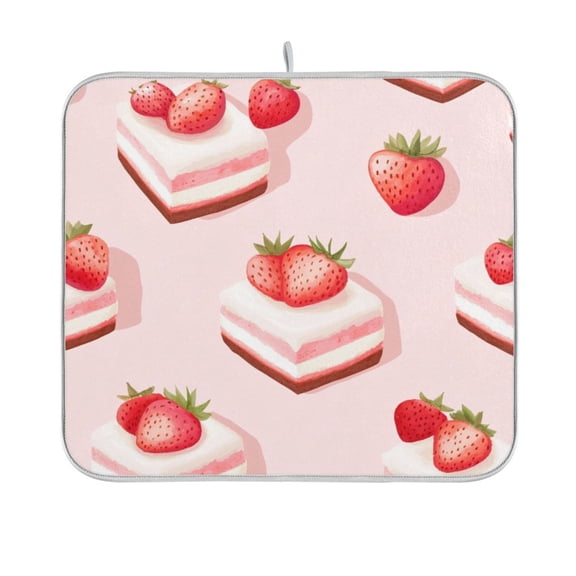BZSMCE Dish Drying Mat Strawberry Dessert Design Drying Mats