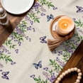 thumbnail image 3 of Spring Purple Flowers Table Runner - 48 Inch Long Farmhouse Leaves Fences Burlap Cotton and Linen Blended Dress Scarves Farmhouse Table Runner for Kitchen Dining, Coffee Table, 13" x 48", 3 of 8