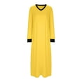 thumbnail image 5 of SwiftWear Women's Cozy Soft Long Sleeve V-Neck Color-Block Pocket Side Slit Long Maxi Pajama Dress – Comfortable Sleepwear & Lounge Wear​, 5 of 5
