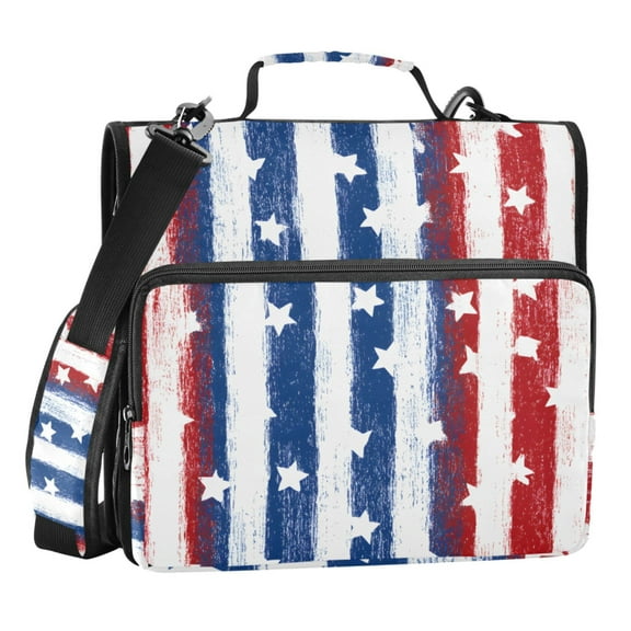 ALAZA Zipper Binder Stripes Stars-s1 3 Ring Trapper Keeper File Folder Organizer Bag