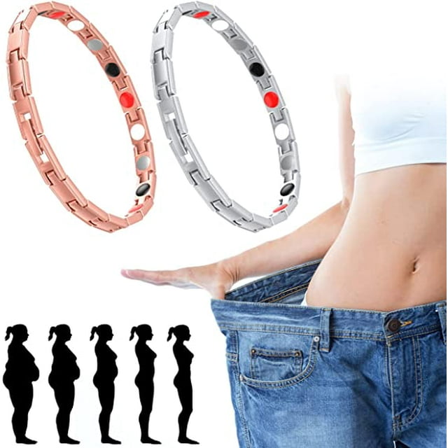 2 pulseras magnéticas de desintoxicación linfática, pulsera magnética de drenaje linfático, pulsera magnética linfática, pulseras magnéticas para hombres y mujeres (bronce, plata) TUNC Sencillez