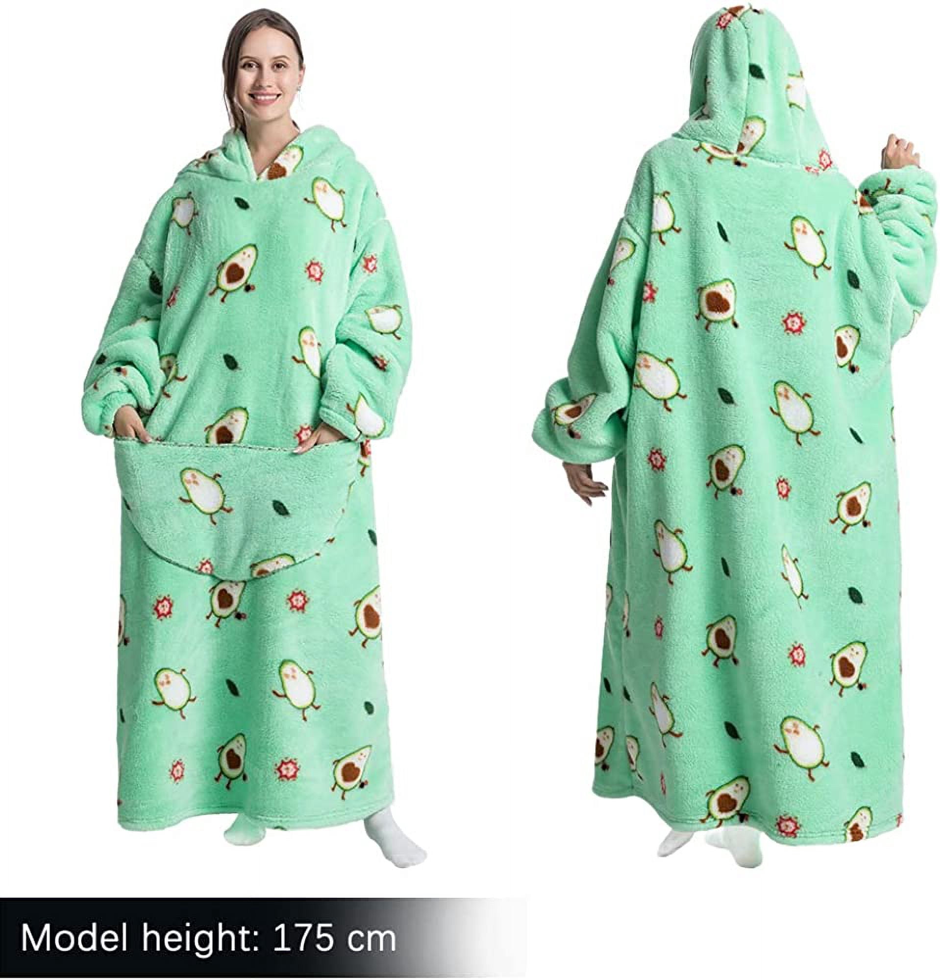 STONCEL Extra-Long Wearable Extra-Long for Adult, Oversized Sherpa Fleece Blanket Sweatshirt with Pocket