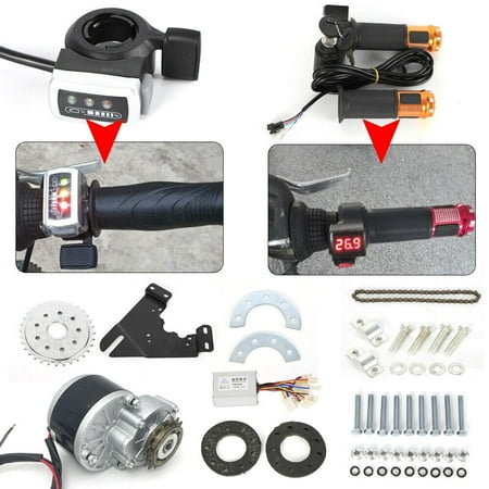 ZhdnBhnos 250W 24V Electric E-Bike Conversion Twist Kit Brush Motor with Freewheel Motor Controller Chain