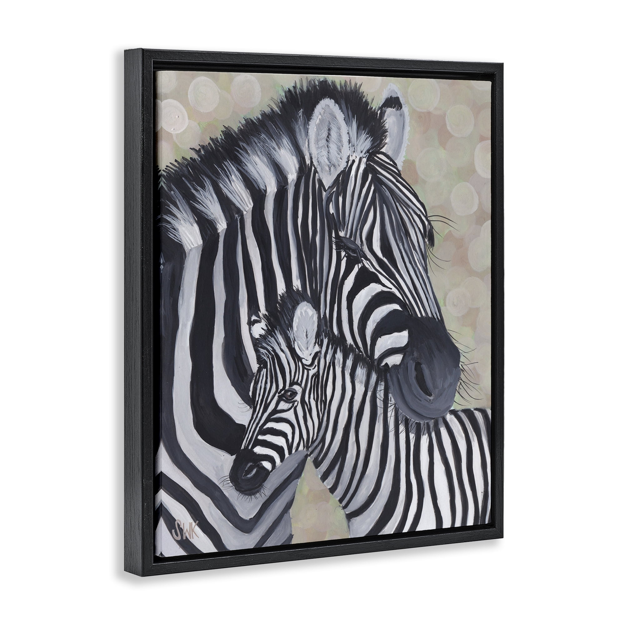 Stupell Industries Mama Zebra & Her Foal Black Framed Floater Canvas Wall Art, design by Sarah Waldron Kimball