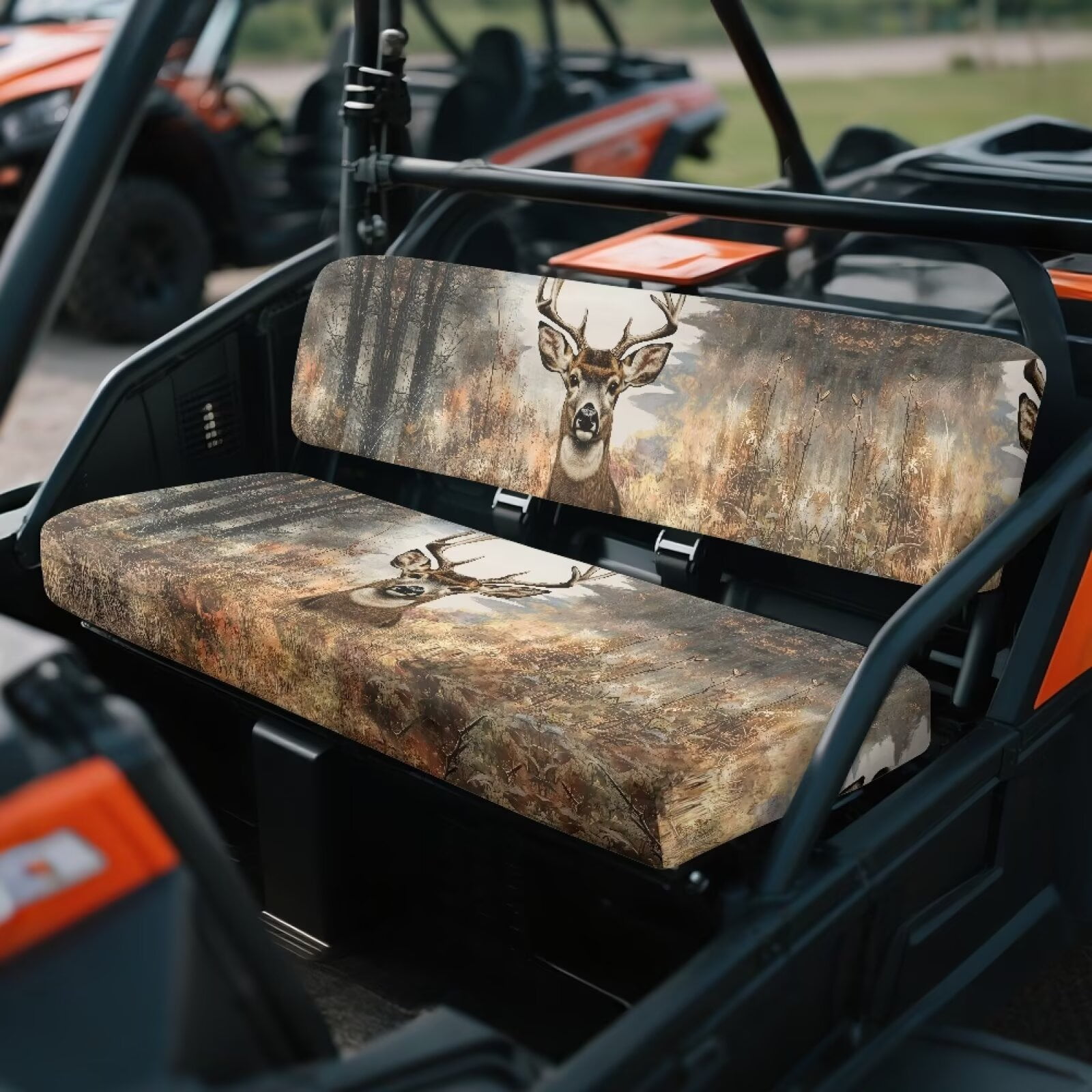 Uorisanigo UTV Seat Cover Anti-Slip Mule Seat Cover Fit for Kawasaki Mule 3010 Deer Hunting Camouflage Front Bench Covers Protector for All Seasons UTV Pioneer Seats Accessories