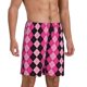 thumbnail image 2 of Balery pink and black argyle Pantalones cortos de pijama de punto de algodón para hombre con cinturilla y bolsillos-Large, 2 of 6