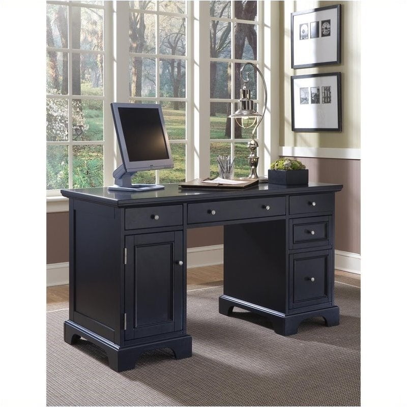 Bowery Hill Home Office Pedestal Computer Desk with Keyboard Tray and