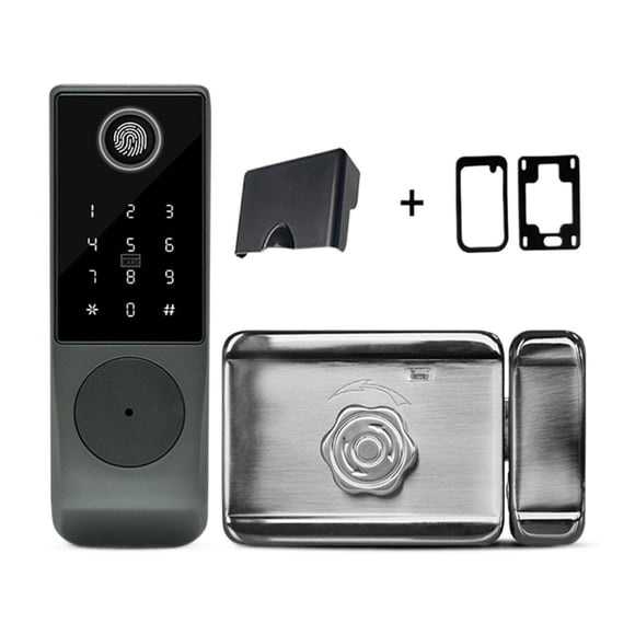 TUYA Fingerprint Magnetic Card Password Key Remote Unlock Courtyard Apartment Outdoor Waterproof Smart Door Lock