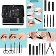 thumbnail image 2 of Kit de cortaúñas de 26 piezas para uso profesional en salones de manicura en acero al carbono negro, 2 of 5