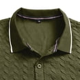 thumbnail image 7 of Zivyakyro Long Sleeve Polos for Men Fall Button Collared Casual Loose Shirts Textured Breathable Jacquard Green 2XL, 7 of 7