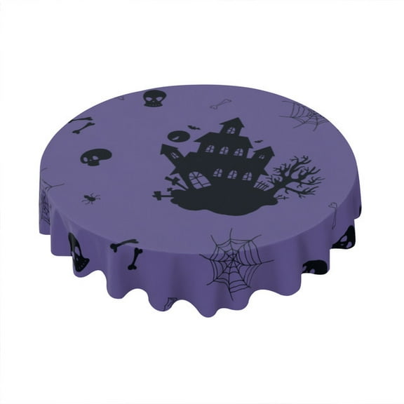 Eveokoki Halloween Tablecloth Mystical Spooky Tablecloth Washable Round Tablecloth 60 Inch Reusable Table Cloth for Home Party Dining Table Decor