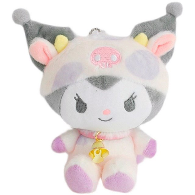 Sanrio-juguete suave de dibujos animados para niños, muñeco de peluche con lazo Kuromi, colgante, regalo, 11CMcosniuKLM Fivean Toy model