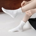 thumbnail image 4 of Women's Thin Cotton Socks, Ruffle Turn-Cuff Casual Ankle Breathable Cool Knit Cotton Lettuce Crew Frilly Sock 12 Pack（White), 4 of 7