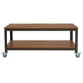 thumbnail image 4 of Emma + Oliver TV Stand in Brown Oak Wood Grain Finish with Metal Wheels, 4 of 4