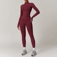 thumbnail image 1 of Top-kevin 2 Piece Seamless Ribbed Workout Sets With Zip Up Jacket High Waisted Gym Yoga Leggings, 1 of 6