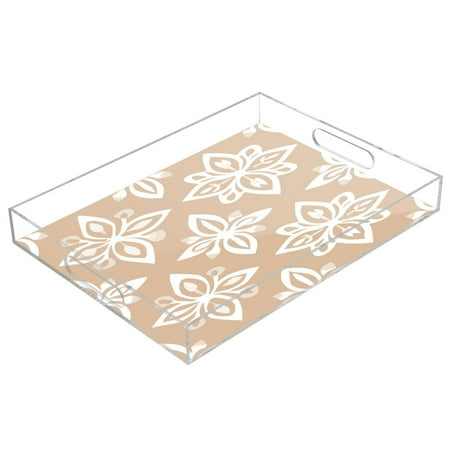 

Clear Acrylic Tray Water Cup Tray Teacup Jewelry Storage Tray for Serving and Home Decor Geometric Floral Pattern