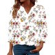 thumbnail image 1 of TaTaai Loose Fit V-Neck Top for Women 3/4 Sleeve with Smocked Cuffs Casual Printed Blouse Fashion Unstructured Print Soft Flowy Shirt for Spring Daily Vacation Gift, 1 of 7