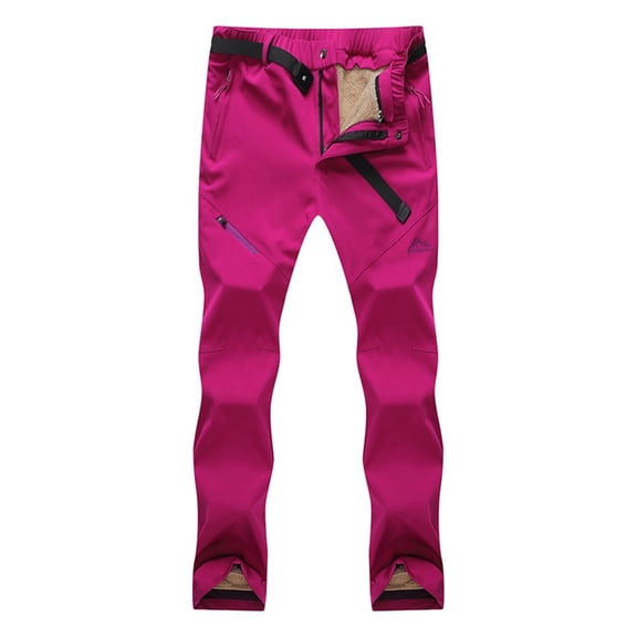 comerut Men Women Autumn Winter Faux Fleece Waterproof Trousers Trekking Camping Pants