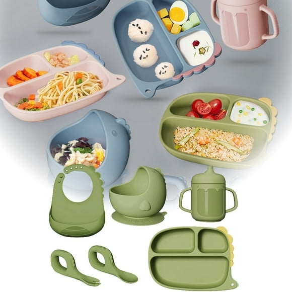 Boreal Craft Place Mats for Kitchen Table Place Mates for 4 Dinner Table Mats Silicone Baby Feeding Set Baby Led Weaning Supplies With Suction Cup Divider Tray Toddler Self Feeding Tableware Set