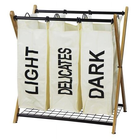 X-Frame Bamboo 3 Bag Laundry Sorter White