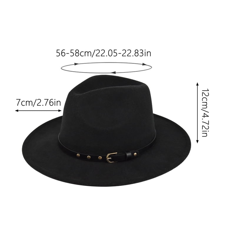 Classic Felt Fedora Wide Brim Hat with Belt Buckle Adjustable Lisianthus Women Classic Felt Fedora Wide Brim Hat with  main image 3