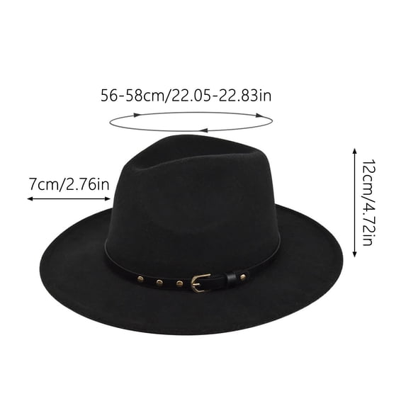 SRZYMJ Womens Classic Wide Brim Floppy Panama Hat Belt Buckle Wool Fedora Hat