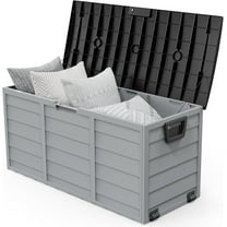 YANG2 75 Gallon Outdoor Storage Box, Lockable Plastic Storage Containers with Lid, Patio Deck Box Furniture for Garden, Pool, Balcony, Yard-Black