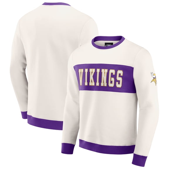 Men's Darius Rucker Collection by Fanatics Cream Minnesota Vikings Colorblock Pullover Sweatshirt