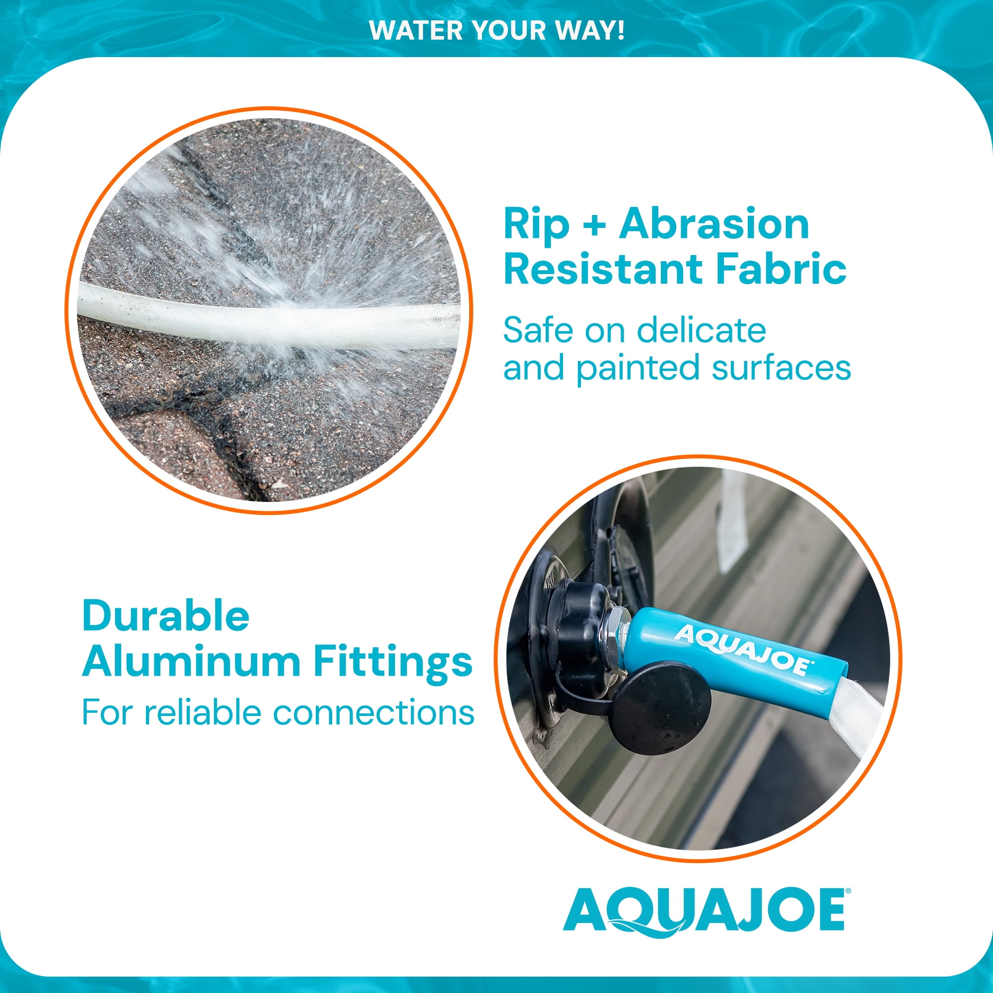 Aqua Joe 50' Expandable RV Hose with Flexible Marine-Grade Fiber Jacket, AJFJH50-58-RV