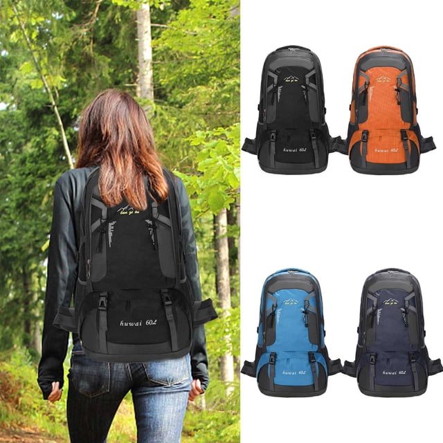Fiudx Mochila de Senderismo de 60 L de Gran Capacidad, de Nailon Resistente Al Desgarro, con Correas Ergonómicas para Los Hombros, Diseño Impermeable, con Múltiples Bolsillos, Ideal para Viajes, Send