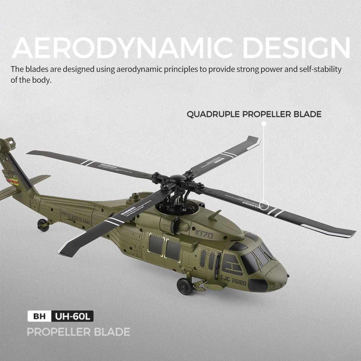 WL K170 RC Helicopter, 1:28 Scale BK Hawk UH-60L 4CH Flybarless Remote Control Helicopter Model with Brushless Motor & Altitude Hold , for Adults & Beginners