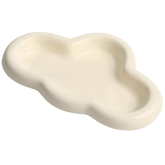 Cloud-Shaped Ceramic Jewelry Tray, 8.5x5.5 in Matte Yellow Trinket Dish, Cute Ring/Earring Holder, Durable One-Piece, Space-Saving Vanity Organizer