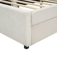 thumbnail image 5 of Euroco Upholstery Full Size Platform Bed with Drawers and USB Charging, Beige, 5 of 13