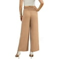 thumbnail image 3 of Uvplove Women High Waisted Palazzo Pants Wide Leg Casual Flowy Tie Knot Trousers with Pockets khaki-l, 3 of 6