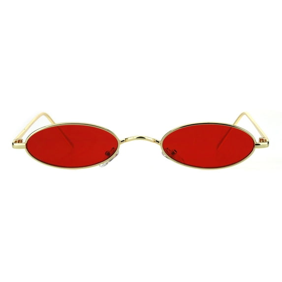 Mens Narrow Oval Pimp Daddy Gold Metal Rim Sunglasses Red