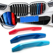 Xotic Tech 3pcs M-performance TRI Color Grille Kidney Insert Trims Stripe Cover for BMW X Series X5 G05 2019 2020 (7 beam bars)