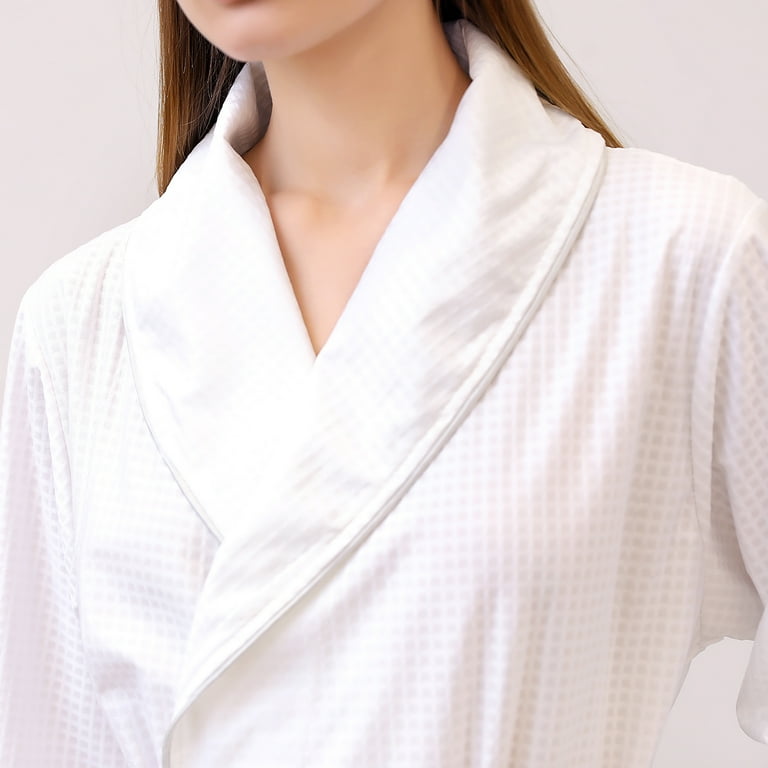 Defitshape Women's Waffle Robe SPA Long Bathrobe Soft Shawl Collar Knee  Length Pockets Long Sleeve Hot Tub Hotel Bath Robe White Medium -  Walmart.com