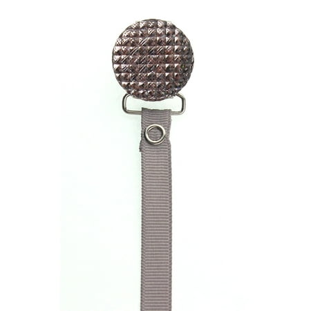 Quilted Crystal Pacifier Clip with Solid Ribbon, Earthy Colors