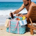 thumbnail image 4 of Votnto Large Mesh Beach Tote Bag, Quick-Dry Sandproof Swimwear Storage Bag with Pockets for Towels & Toiletries (Multicolor), 4 of 6