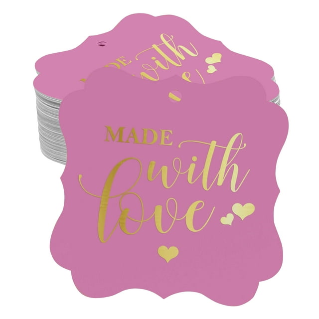 Inkdotpot Real Gold Foil Bracket Shape Paper Hang Tags Made With Love Wedding Favor Tags Pack Of 50