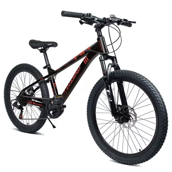 Adult Mountain Bike Steel Frame Dual Disc Brakes 21 Speed Front Suspension Non Slip Tires Outdoor Cycling Black Red