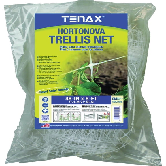 Tenax 100522963 Hortonova SM Plant Trellis Net, 48" x 8', White
