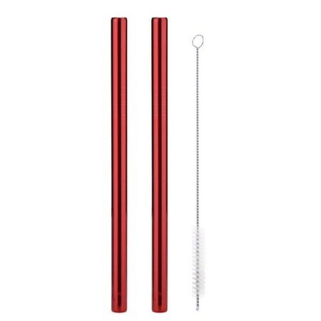 

AMNHDO 3pcs/Set Stainless Steel Reusable Straight Straws Cleaning Brush Kit (Red)
