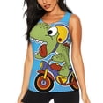 thumbnail image 2 of Picia Dinosaur Riding a Motorcycle Pattern Women's Workout Tank Top,Breathable Activewear,Slim Fit Athletic Top,Versatile Workout Moisture-wicking top-Medium, 2 of 9