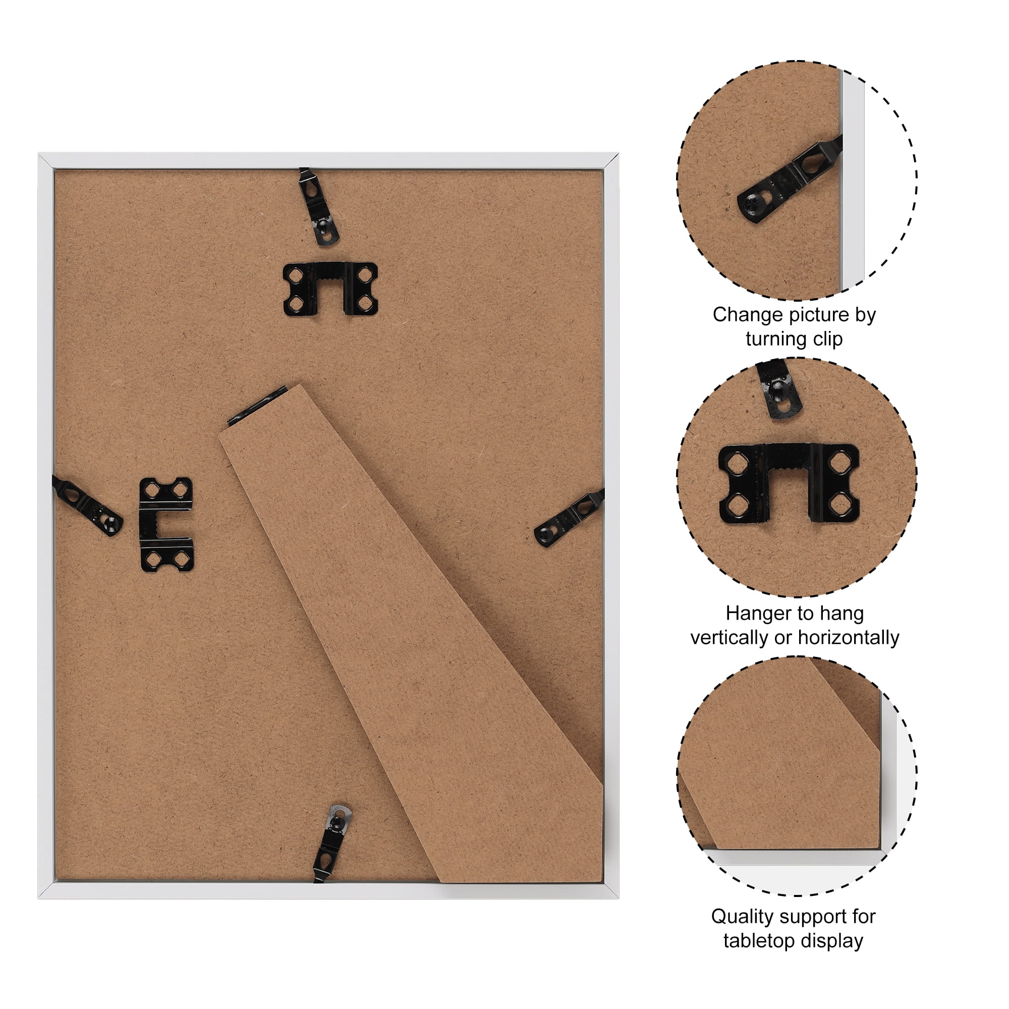 5 Pack 8.5x11 Picture Frame for Wall Mounted and Tabletop Display, White
