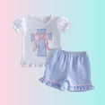 thumbnail image 4 of Conjuntos de blusas y camisas de cuello redondo y manga corta, moda de verano, lindos, de Pascua, para niñas, casuales, de manga corta, cuello redondo, botones, estampados, pantalones cortos, conjunto, 4 of 5